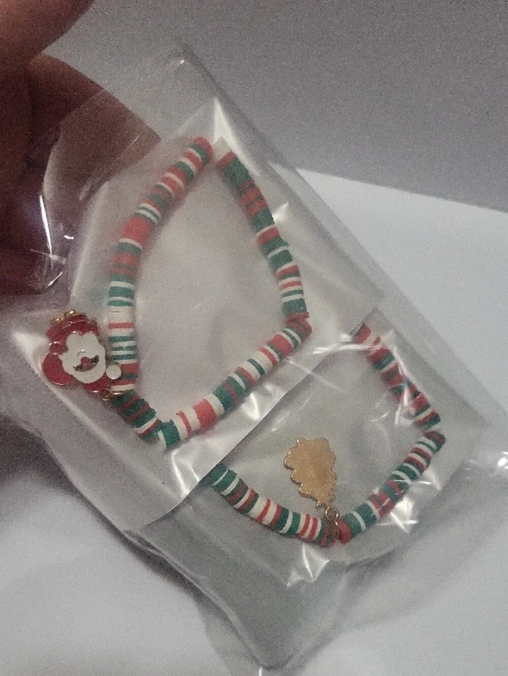 Kids Holiday Beaded Bracelet with Festive Charm - Red Green White